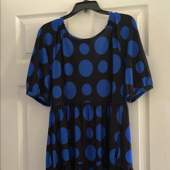 Dresses & Skirts - Royal blue polka dot baby doll dress sz M
